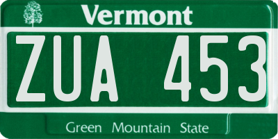 VT license plate ZUA453