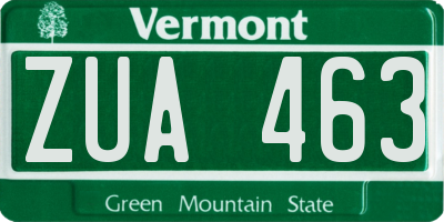 VT license plate ZUA463