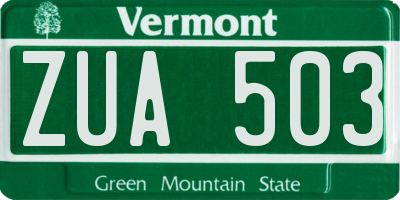 VT license plate ZUA503