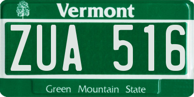 VT license plate ZUA516