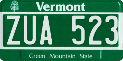 VT license plate ZUA523