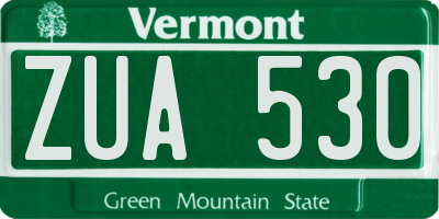 VT license plate ZUA530