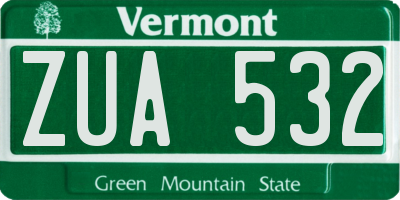VT license plate ZUA532