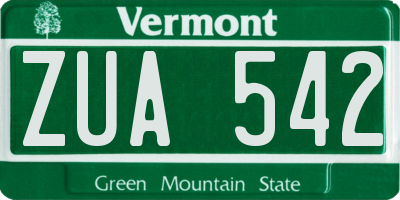 VT license plate ZUA542