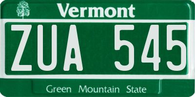 VT license plate ZUA545