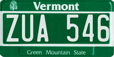 VT license plate ZUA546