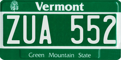 VT license plate ZUA552