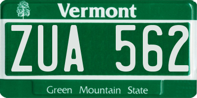 VT license plate ZUA562