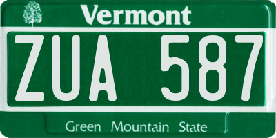 VT license plate ZUA587