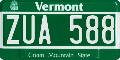 VT license plate ZUA588