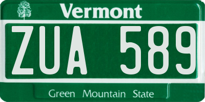 VT license plate ZUA589