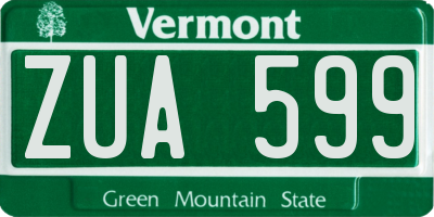 VT license plate ZUA599