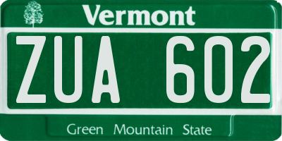 VT license plate ZUA602