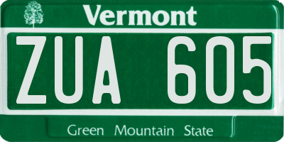 VT license plate ZUA605