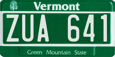 VT license plate ZUA641