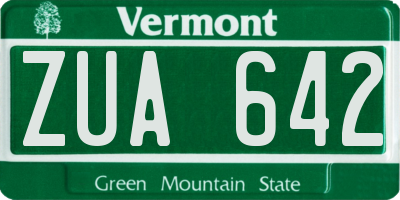 VT license plate ZUA642