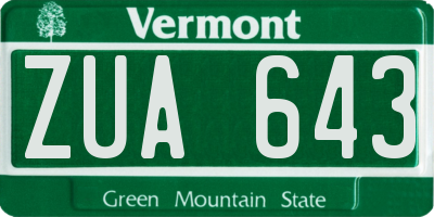 VT license plate ZUA643