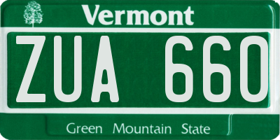 VT license plate ZUA660