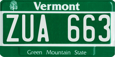 VT license plate ZUA663