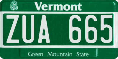 VT license plate ZUA665