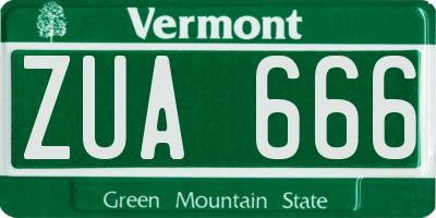 VT license plate ZUA666