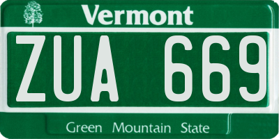 VT license plate ZUA669