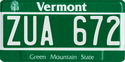 VT license plate ZUA672