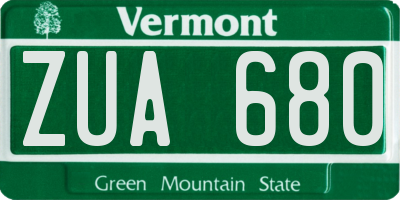 VT license plate ZUA680