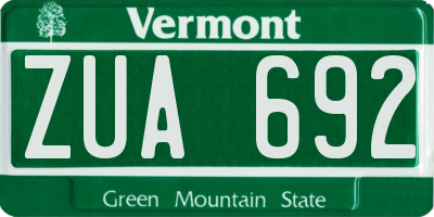 VT license plate ZUA692