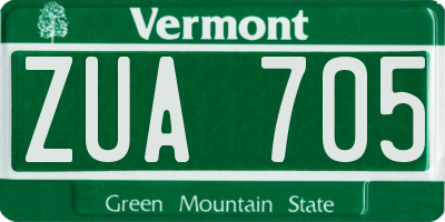 VT license plate ZUA705