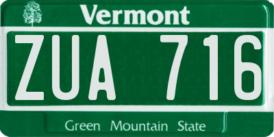 VT license plate ZUA716