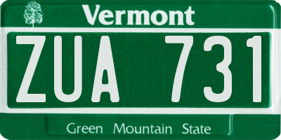 VT license plate ZUA731