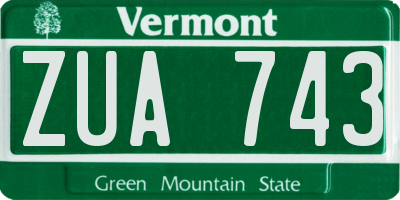 VT license plate ZUA743
