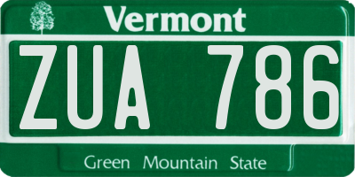 VT license plate ZUA786