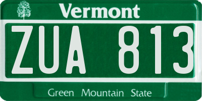 VT license plate ZUA813