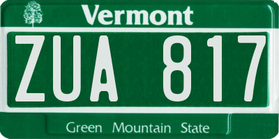 VT license plate ZUA817