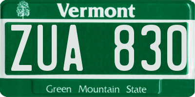 VT license plate ZUA830