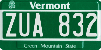 VT license plate ZUA832