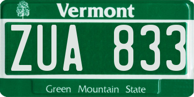 VT license plate ZUA833