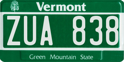 VT license plate ZUA838