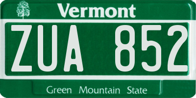 VT license plate ZUA852