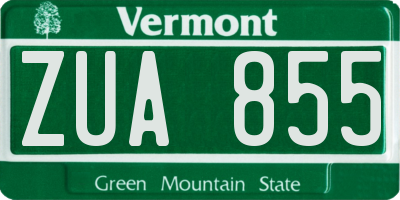 VT license plate ZUA855