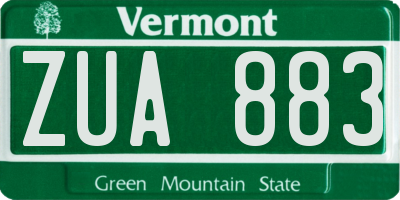 VT license plate ZUA883