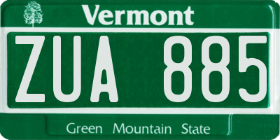 VT license plate ZUA885