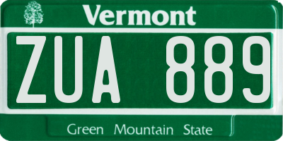 VT license plate ZUA889