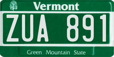 VT license plate ZUA891