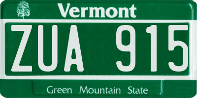 VT license plate ZUA915