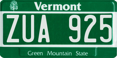 VT license plate ZUA925
