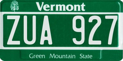 VT license plate ZUA927