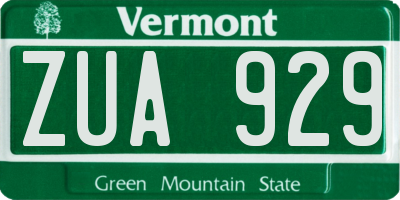 VT license plate ZUA929